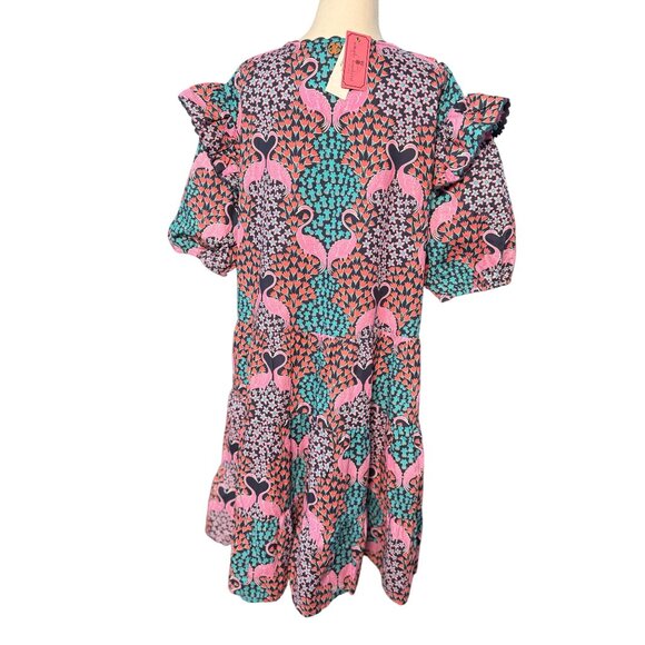 NEW Simply Southern Womens XL Ruffle Sleeve Flamingo Dress 100% Cotton Boho Chic - Picture 12 of 14